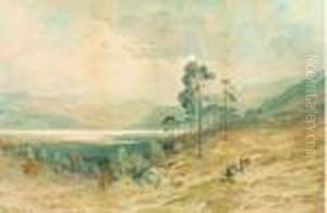 Paysage Au Lac Et Au Cavalier by Gustave Dore
