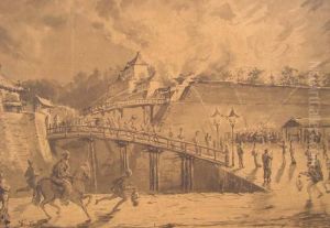 Dore, French, -,'putting Out The Fire', Ink & Wash On Paperl1xx9 by Gustave Dore