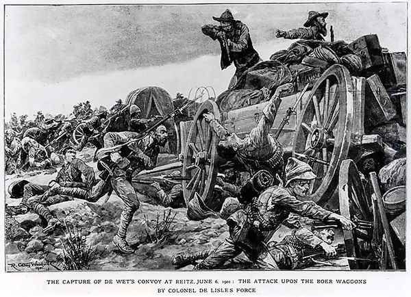 The Capture of de Wet's Convoy at Reitz, June 6 1901. The Attack upon the Boer Wagons by Colonel de Lisles Force - view 1