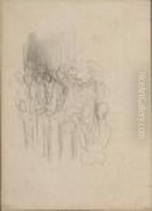 Studio Di Figure In Preghiera by Gustave Dore