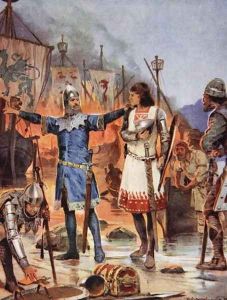 FitzStephen burns his Boats, 1169, illustration from The History of the Nation