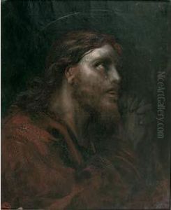 Tete De Christ A La Couronne D'epine by Gustave Dore