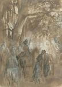 Figures In A Park by Gustave Dore