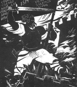 Dozsa-sorozat V. Dozsa a varfokon, 1928 by Gyula Derkovits