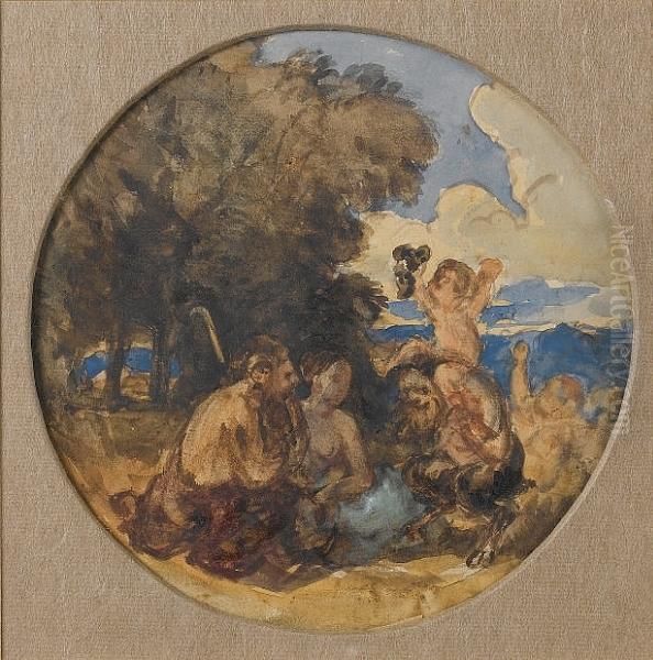 Classical Group With Satyrs Around Fire - view 1