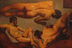 Studies Of Three Male Nudes by William Etty