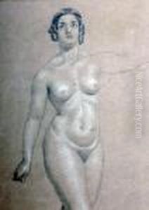 Female Nude, Depicted Standing With Left Arm Upraised by William Etty