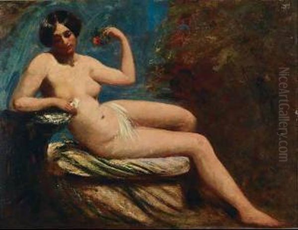 Female Nude Seated In A Landscape - view 1