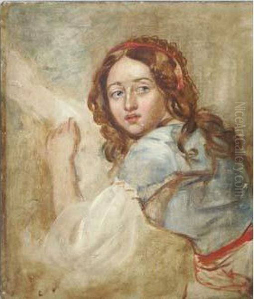 Etude De Jeune Femme A La Robe Bleue - view 1