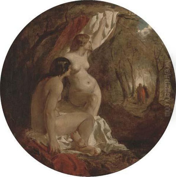 Two Female Nudes In A Wood - view 1