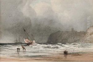 Hauling In The Fishing Boat Onto The Shore