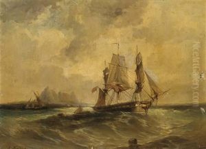 Sailing Vessels Off The Shore; Shipping Of The Coast by Anthony Vandyke Copley Fielding