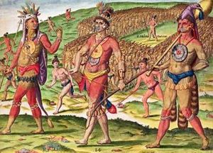 The Soldiers of Outina Marching to Cut their Enemies into Pieces