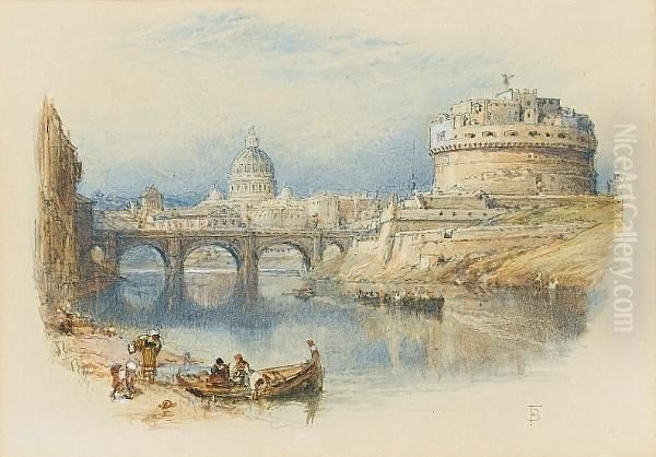 The Tiber With St Peters, Rome - view 1