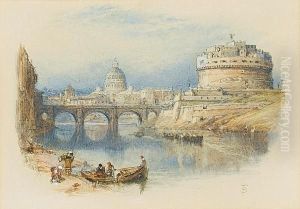 The Tiber With St Peters, Rome by Myles Birket Foster