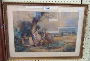 Foster, Young Gleaners, Watercolour, 26 X 40 Cm by Myles Birket Foster