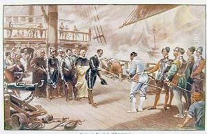 Sir Francis Drake 1540-96 on board the Revenge by John Seymour Lucas