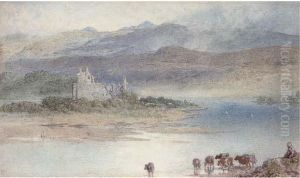 Cattle Watering On A Scottish Loch by Myles Birket Foster