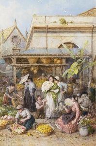 A Market Place, Spain by Myles Birket Foster