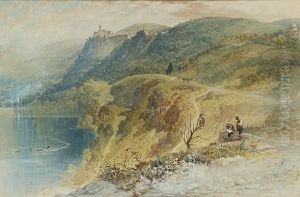 Figures By Lake Nemi, Italy by Myles Birket Foster