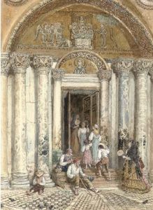 In The Vestibule, St Marks, Venice by Myles Birket Foster