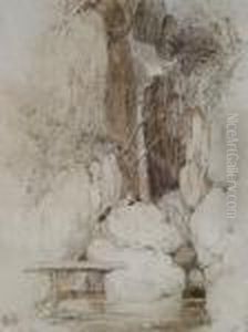 'dungeon Gill' And A Waterfall by Myles Birket Foster