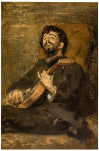 Dario de Regoyos Playing the Guitar by Theo van Rysselberghe