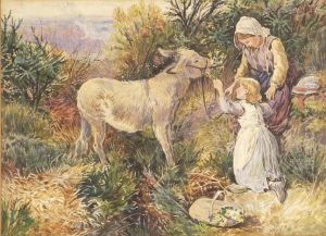 Two Younggirls With A Donkey. Two Younggirls With A Donkey.
