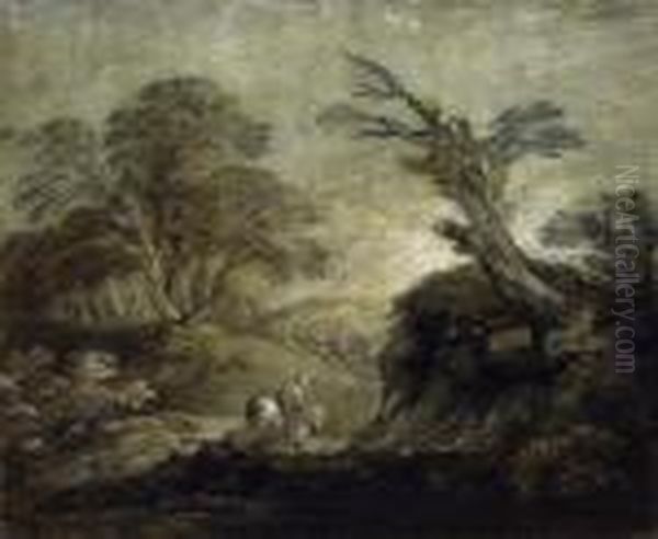 A Horseman On A Track In A Wooded Landscape - view 1