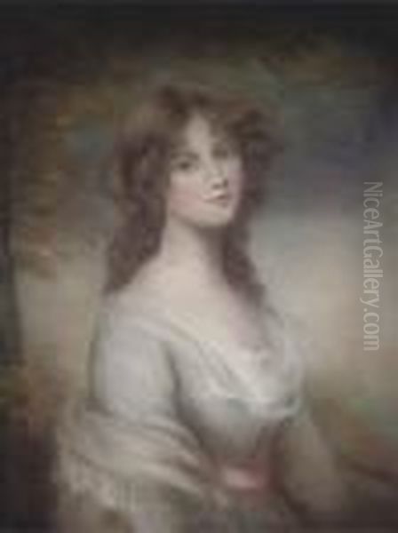 Portrait Of A Lady, Half-length, In A Romantic Landscape - view 1