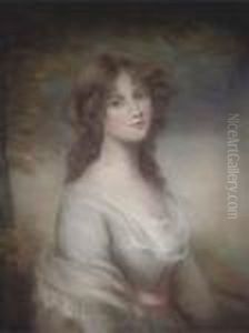 Portrait Of A Lady, Half-length, In A Romantic Landscape