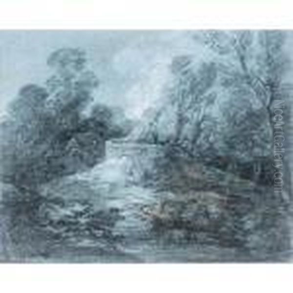 Wooded Landscape With Figure, Lime Kiln And Farm Building - view 1