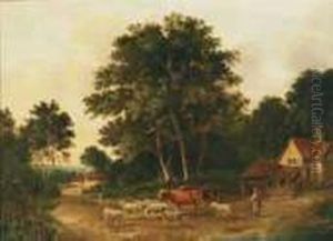 Herder Driving Sheep And Cattle To Pasture by Thomas Gainsborough