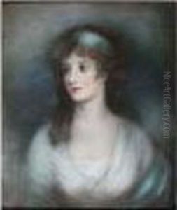 Portrait Of A Young Lady, Bust
Length, Wearing White Dress, Blue Shawl And Blue Ribbon In Her Hair by Thomas Gainsborough