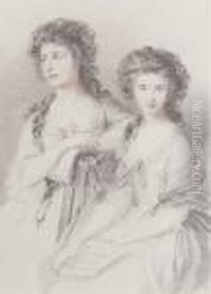 Double Portrait Of Elizabeth Ann
 Linley And Her Sister, Mary, Three-quarter-length, In White Dresses - view 1
