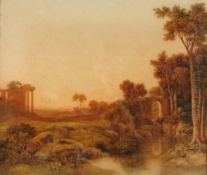 Classical Landscape With Sheep by John Glover