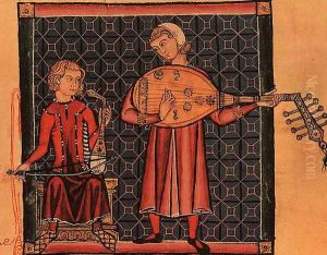 Minstrels with a Rebec and a Lute, from the "Cantigas de Santa Maria" by Spanish Unknown Masters