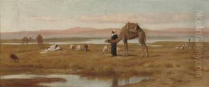 Arab Shepherds Grazing Their Flocks by Frederick Goodall