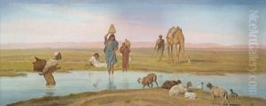 A Watering Hole by Frederick Goodall