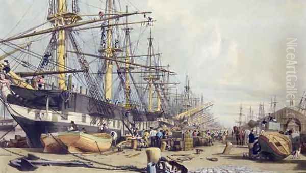 West India Docks, from London from the Thames, 1840 - view 1