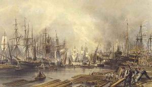 Shipbuilding at Limehouse, 1840 by William Parrott