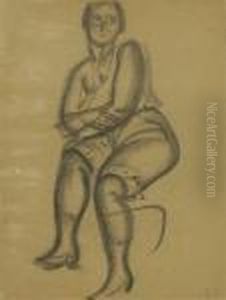 Sitzendes Madchen. by Boris Dmitrievich Grigoriev