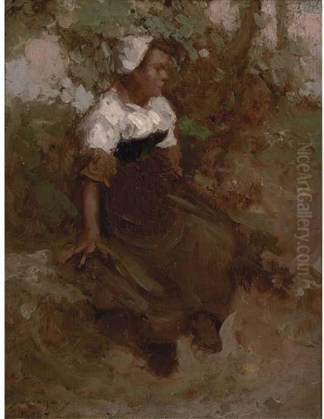 A Peasant Woman Seated On A Wall - view 1