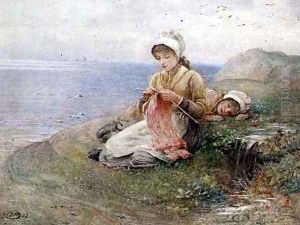 Girl knitting