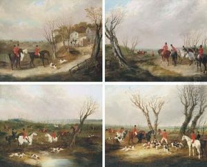 A Set Of Four Hunting Scenes:
Leaving The Kennels; Going To Covert;drawing The Covert; And The Death by John Frederick Herring Snr