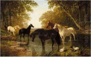 Horses Watering by John Frederick Herring Snr
