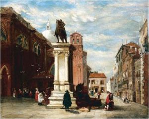 The Campo Ss. Giovanni E Paolo, Venice, With The Colleoni Statue by James Holland