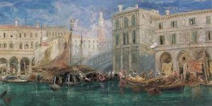 The Orange Market, With The Rialto Bridge Beyond, Venice by James Holland