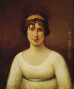 Portrait Of A Lady, Bust Length, In A White Dress by John Hoppner