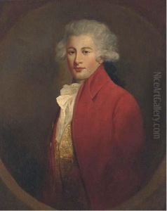 Portrait Of A Young Gentleman, Half-length, In A Red Jacket Andwhite Cravat by John Hoppner